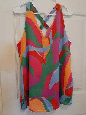 ADRIENNE Colorblock Print Tank Top & Shorts Set
